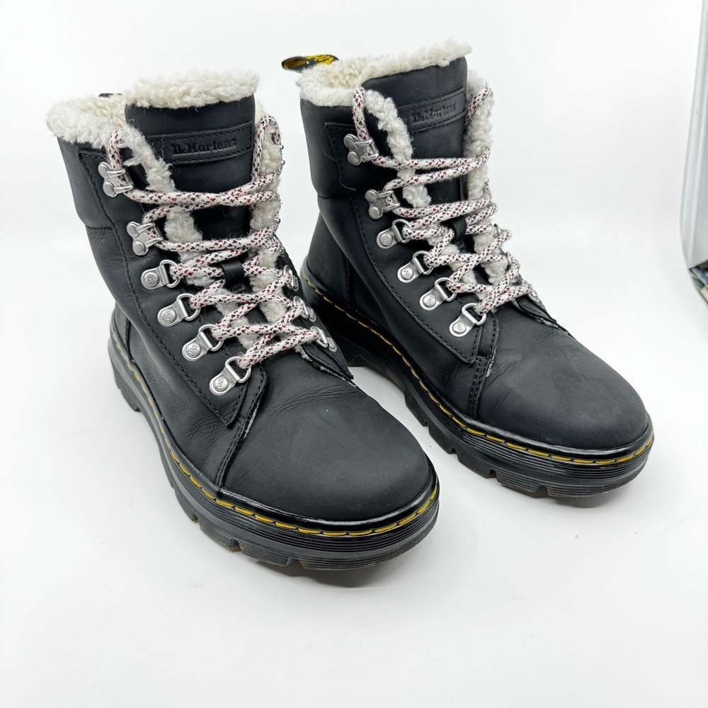 Dr. Martens Womens 7 Black Kolbert Snowplow Faux Fur Lined Winter Hiker Boots